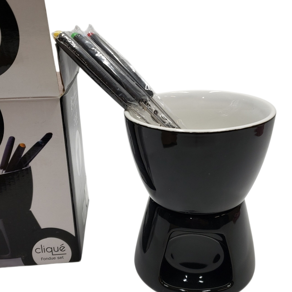 🔷️New Maxwell & Williams Black Fondue Set 4 Forks Chocolate - Picture 10 of 10